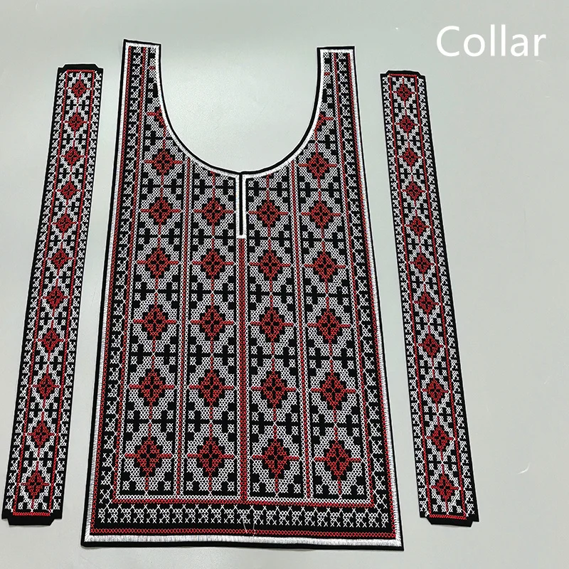 Latest African Fashion Men Embroidery Collar Set Lace Material 2024 DIY Hot Sale Senegal Cotton Collar Sewing for Women Clothing