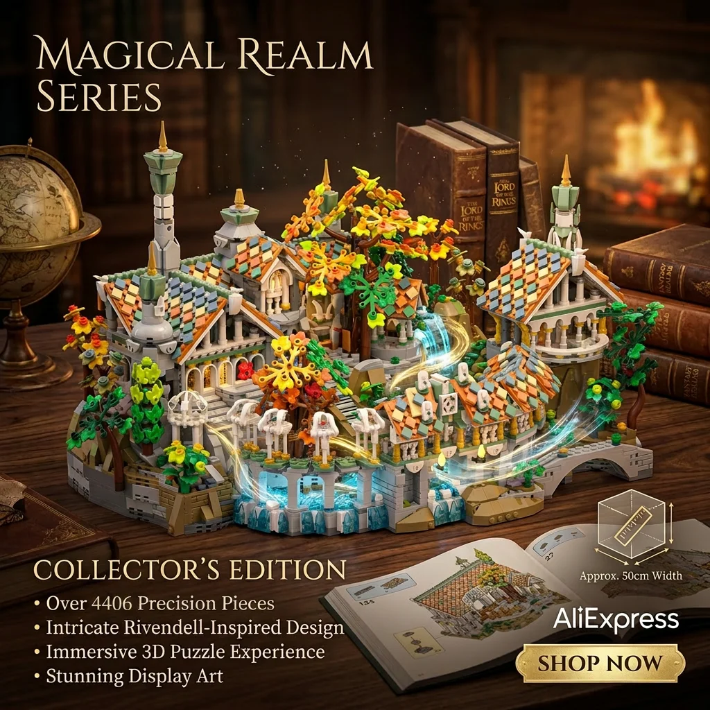 4406 Teile Herr der Ringe Duskvale Sanctum Schloss Baustein-Set Mittelalterliche Modulare Architektur Rivendell Festungsmodell Bausteine-Set DIY Montage-Spielzeug für Erwachsene Ideales Geburtstags-