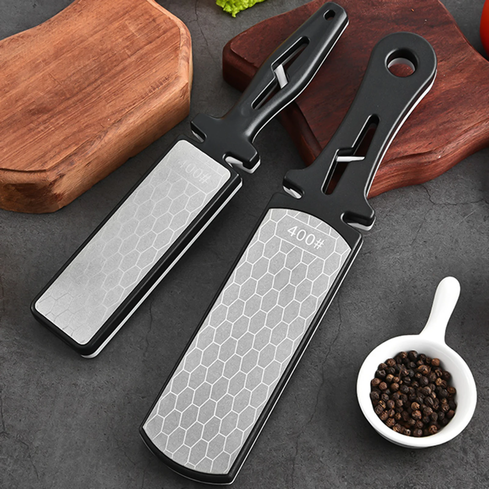 Portable Diamond Sharpening Stone Double-Sided Sharpener for Kitchen Knives Pocket Knives Axe Hatchets Scissors Mower Blade