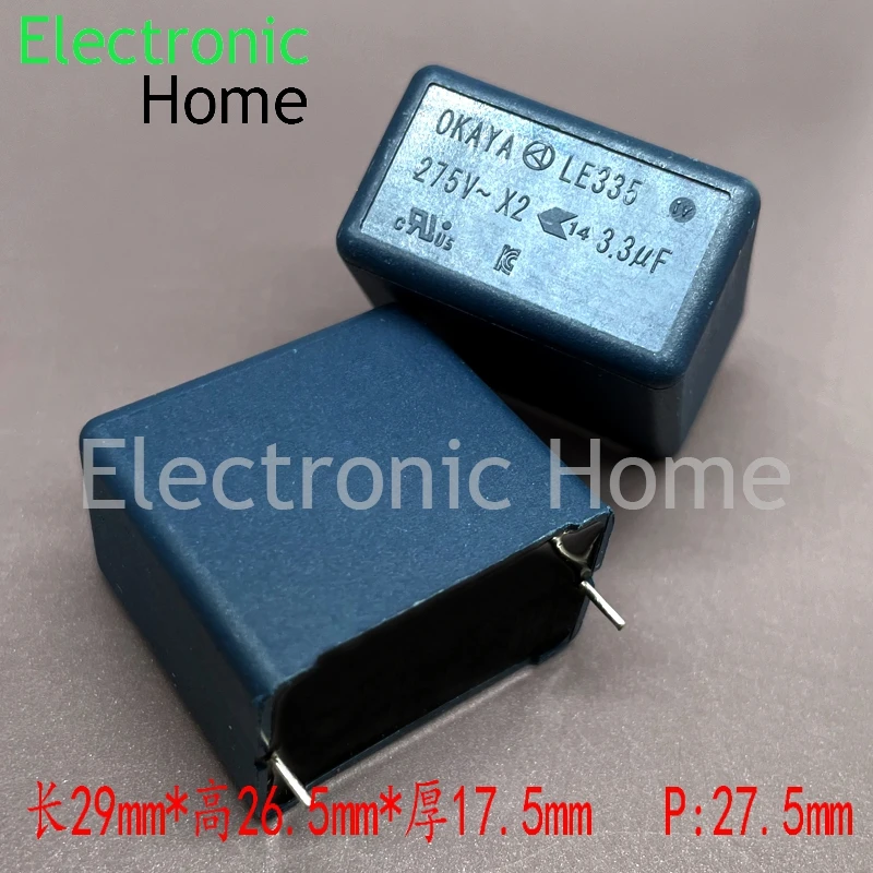 5PCS/LOT OKAYA MKP LE 335 3.3uf 3u3 275v 310v X2 safety film capacitor 29x26.5x17.5mm pin distance 27.5mm