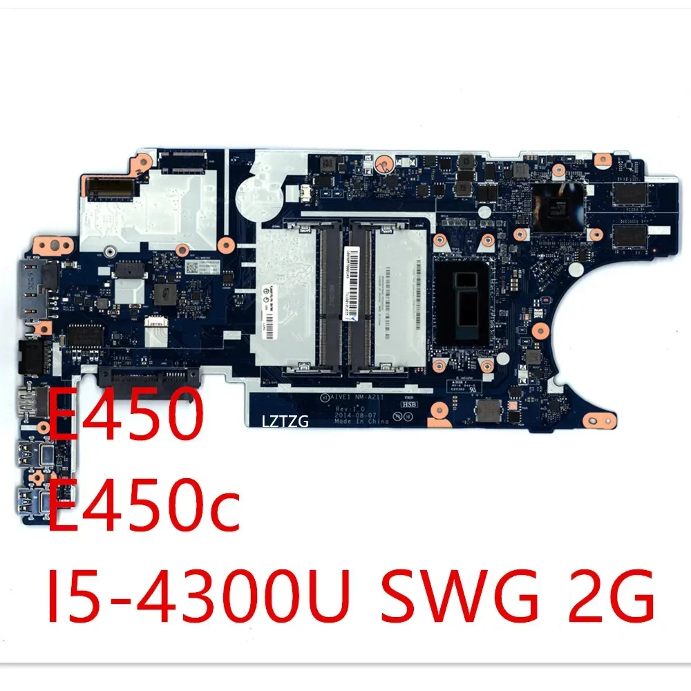 

Материнская плата для ноутбука Lenovo ThinkPad E450/E450c, материнская плата I5-4300U SWG 2G 00HT960