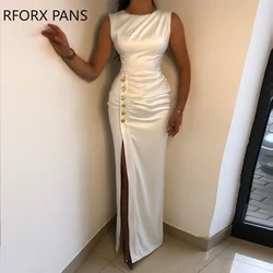 Women Solid Elegant Button Tank maxi white wedding guest Party Dress