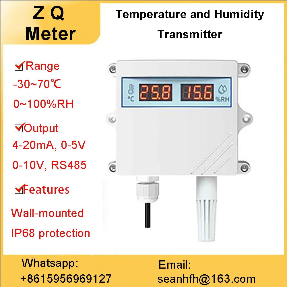 Industrial Fixado na Parede sem Fio do Sensor Rs485 do Transmissor da Temperatura e da Umidade da Alta Precisão 05v 010v 420ma