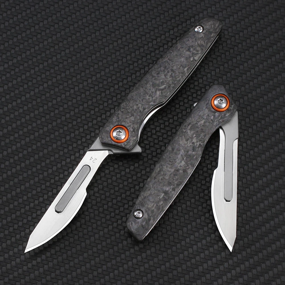 Carbon Fiber Handle Portable Folding Scalpel Knife Small Pocket Surgical Knives Outdoor Multipurpose Multitool Knifes Box Cutter