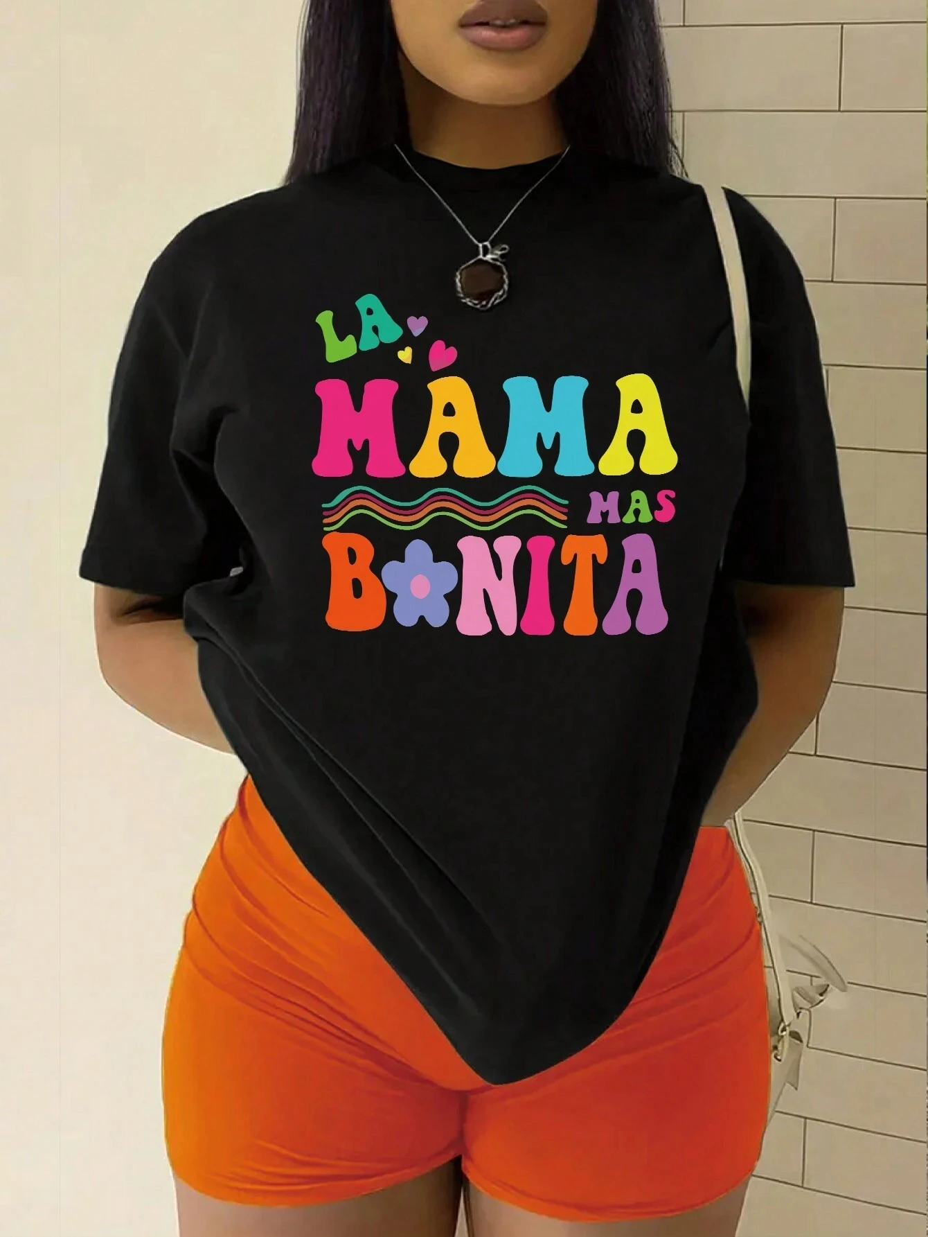 La Mama Más Bonita Printing T-Shirts Female Casual Soft Clothes Fashion Cool Tee Clothing Street Summer Short Sleeves Women