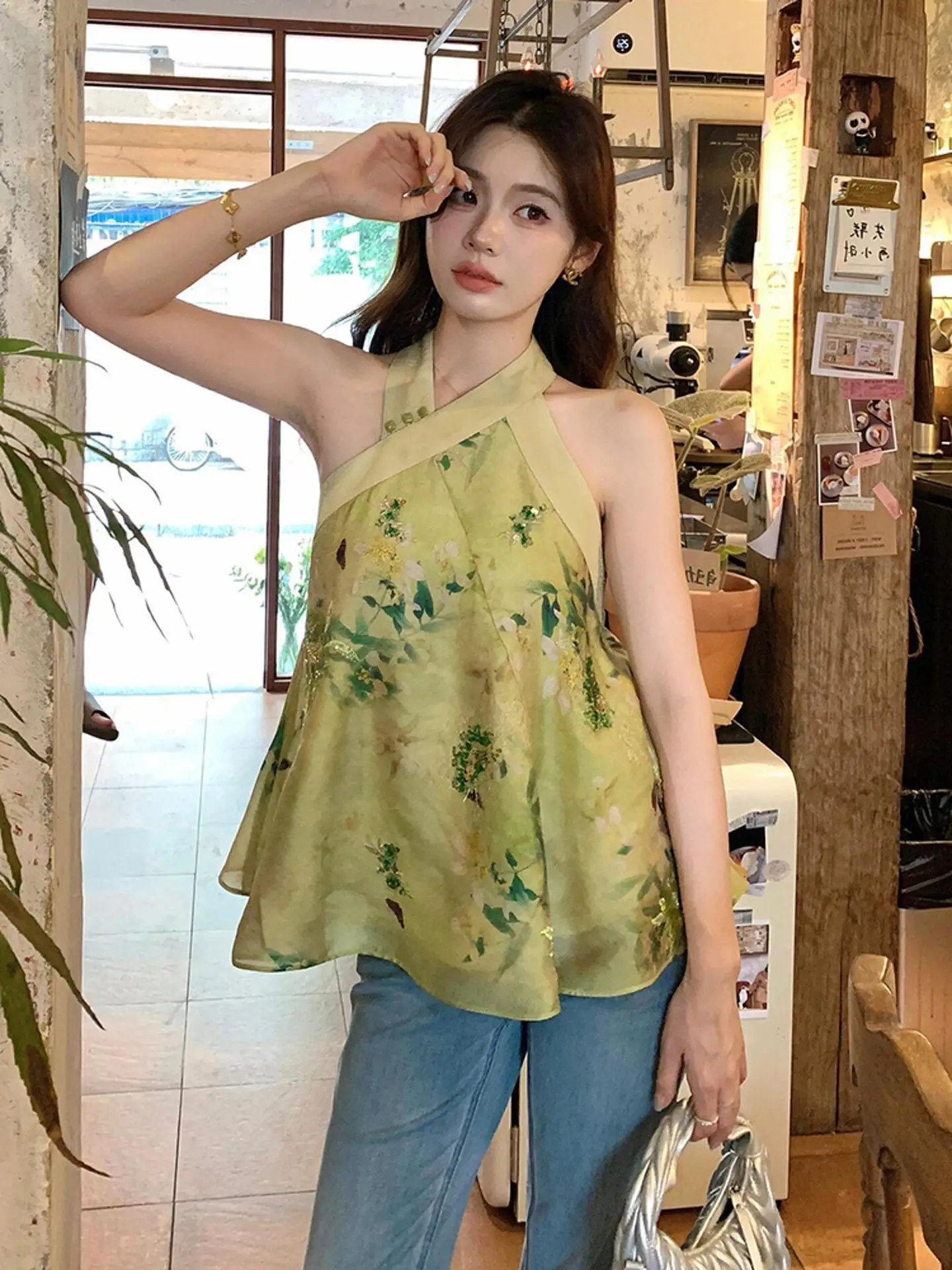 

Eeni Cotton Linen ter Ne Sequin женский irt новый китайский Sle национальный тренд улучшенный летний топ для женщин