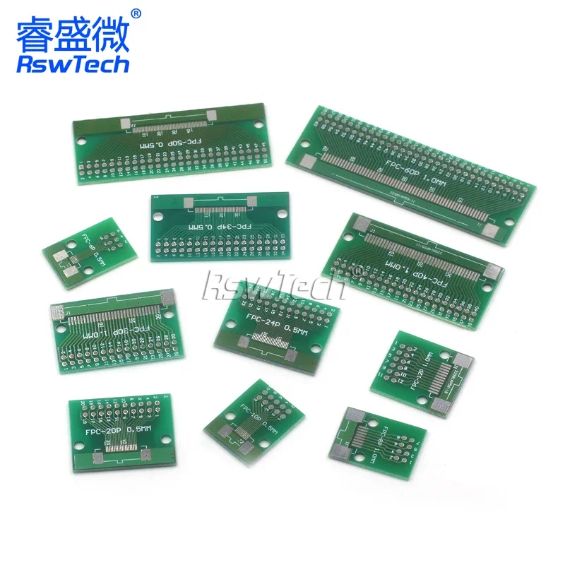 5 uds doble cara 0,5mm 1mm FFC FPC 6 8 10 12 20 30 40 50 60 pines a 2,54mm FPC/FFC SMT adaptador placa de enchufe conector de placa PCB