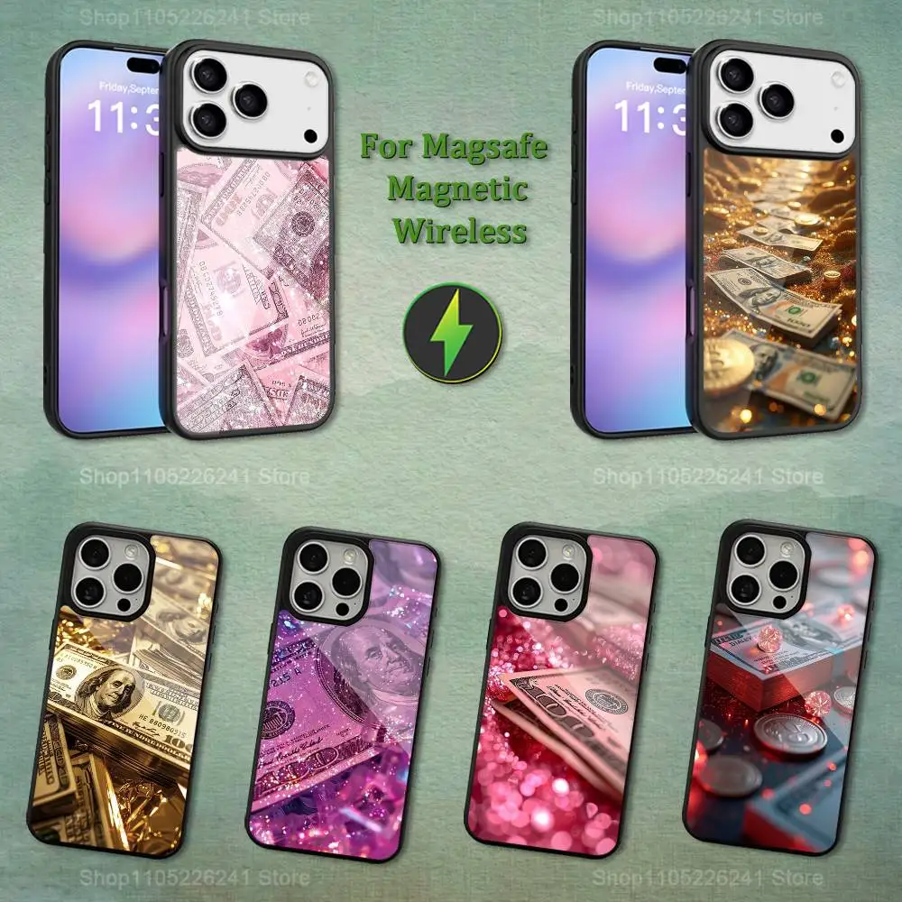 

Pink Cute Art Money Phone For iPhone 17,14,11,15,16,13,12,Pro,Max,For Magsafe,Plus,Mini, Magnetic Wireless Charging Case