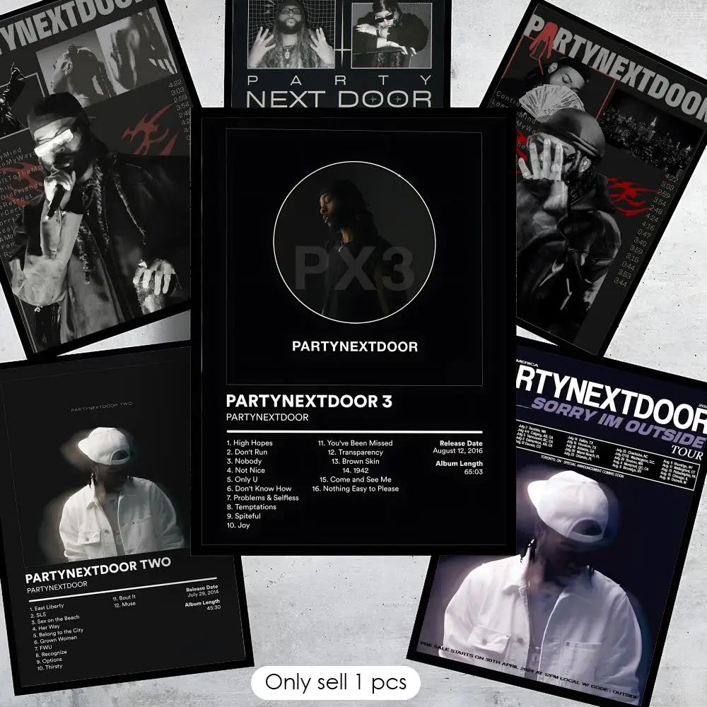P-PARTYNEXTDOOR Rapper Cool Painting Calligraphy Canvas Poster Hallway Bedroom Living Room Home Bar Decoration Interior Wall