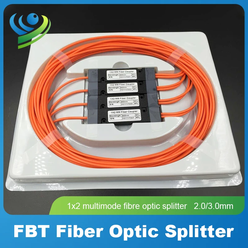 

1PCS FBT Multimode Coupler 850/1300nm 50/50 Coupling Ratio 1x2 Multimode Fiber Splitter