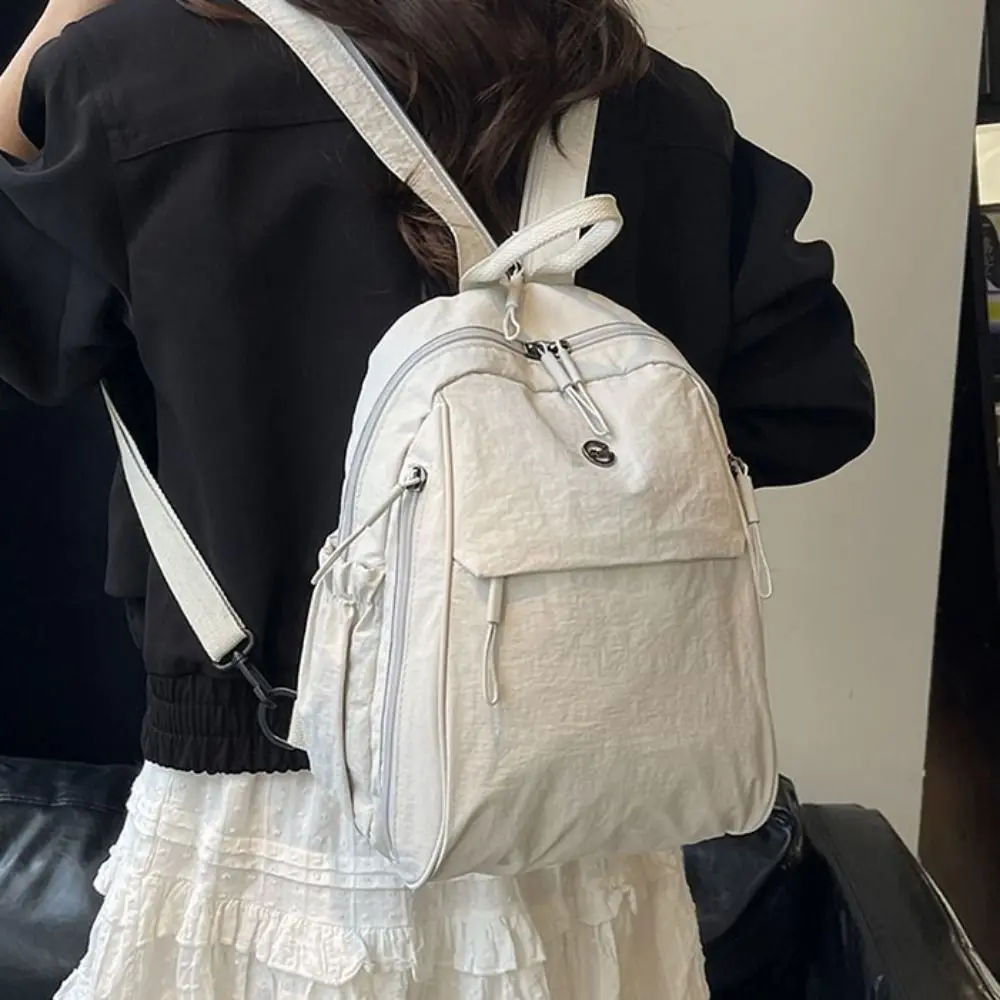 

Solid Color Oxford Fabric Backpack Nylon Light Weight Casual Crossbody Bag Large Capacity Casual Lightweight Travel Backpack