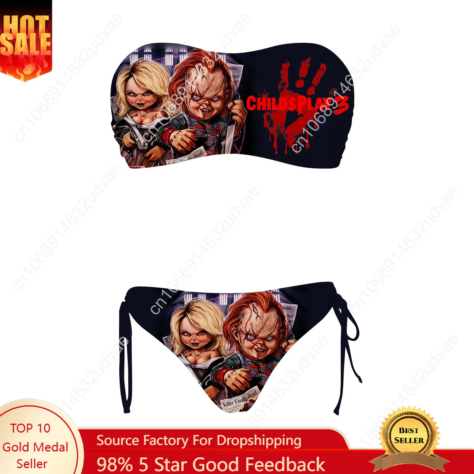 

Childs Play Swimsuit Womens Drawstring Two Piece Set Bathing Suits Personalized Swimwear Pool Party Bikini Customize Beachwear
