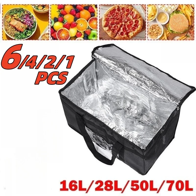 1/2/4/6PCS 70L Large Insulated Thermal Cooler Thermos Bag Capacity  Portable Lunch Bag Zip Picnic Camping Tin Foil Food Bags