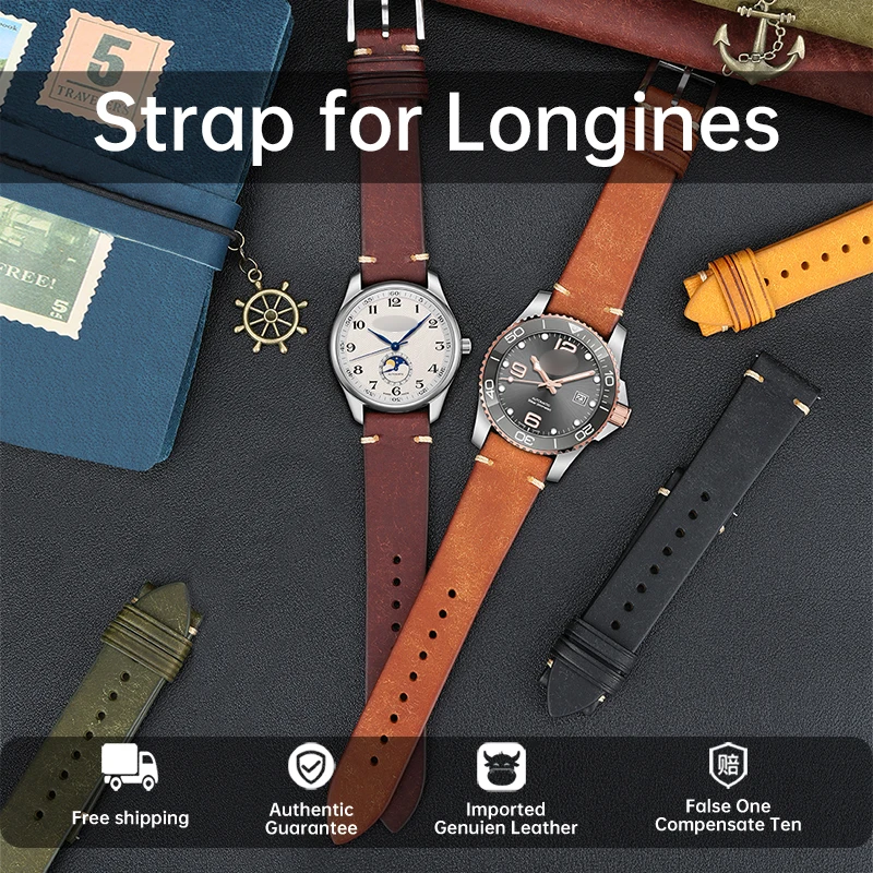 Genuine Leather Watch Bands 18/19/20/21/22/23/24mm Watch Strap/Belt/Wristband Stainless Steel Pin/Butterfly Buckle + Tools