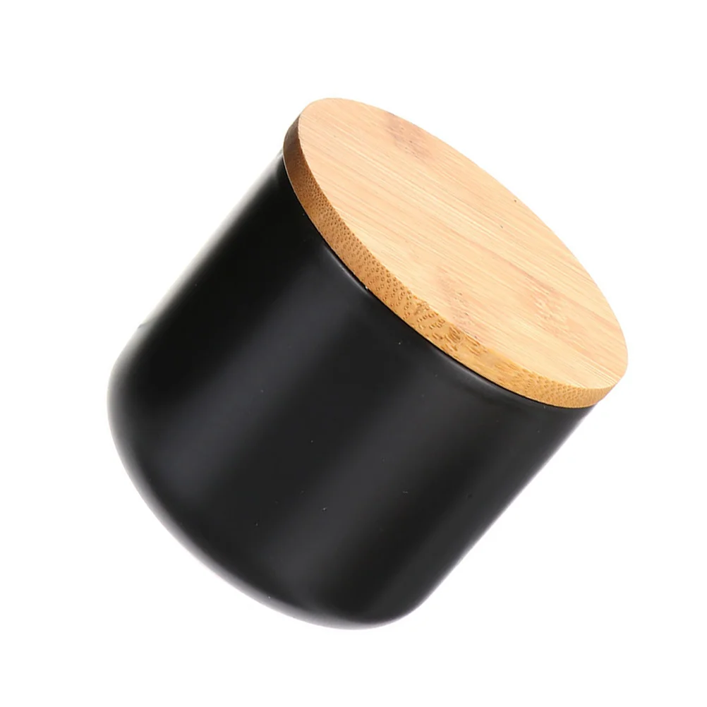 

Ceramic Storage Jar Bamboo Material Sealed Tea Canister Spice Container Grains Storage Easy Clean Practical Lightweight