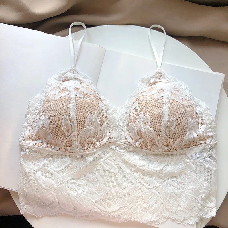 الفرنسية عارية الذراعين Bralette شير الدانتيل اللاسلكية الرسن الأعلى لا Underwire مكافحة الحلمة تظهر الراحة الصدرية و Tushy مجموعة CA MOYISU مثير الصدرية