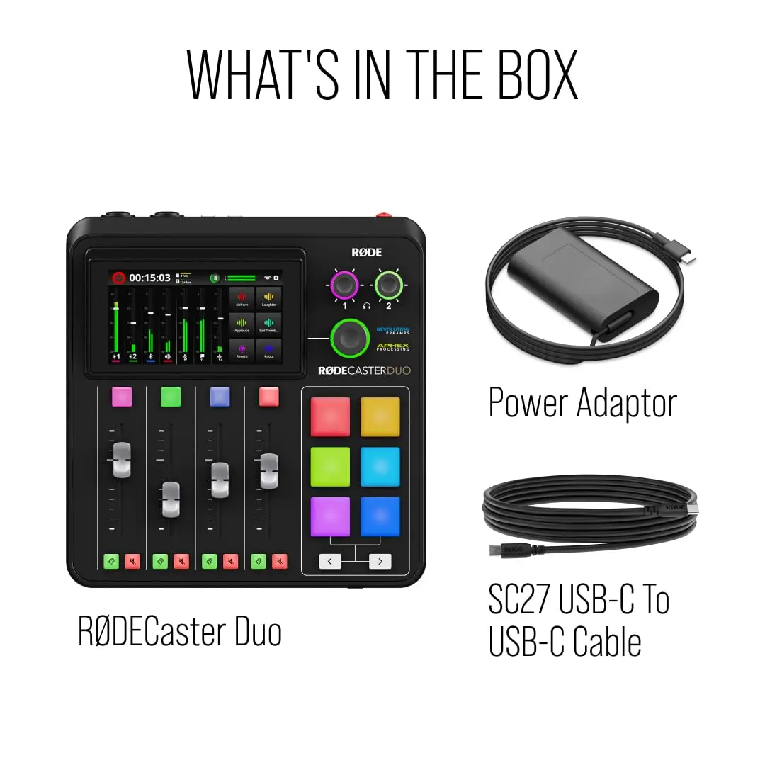RODE-Caster Duo Professional Streaming Mixer, Live Broadcast, Placa de Som Externa, Wireless, GO II