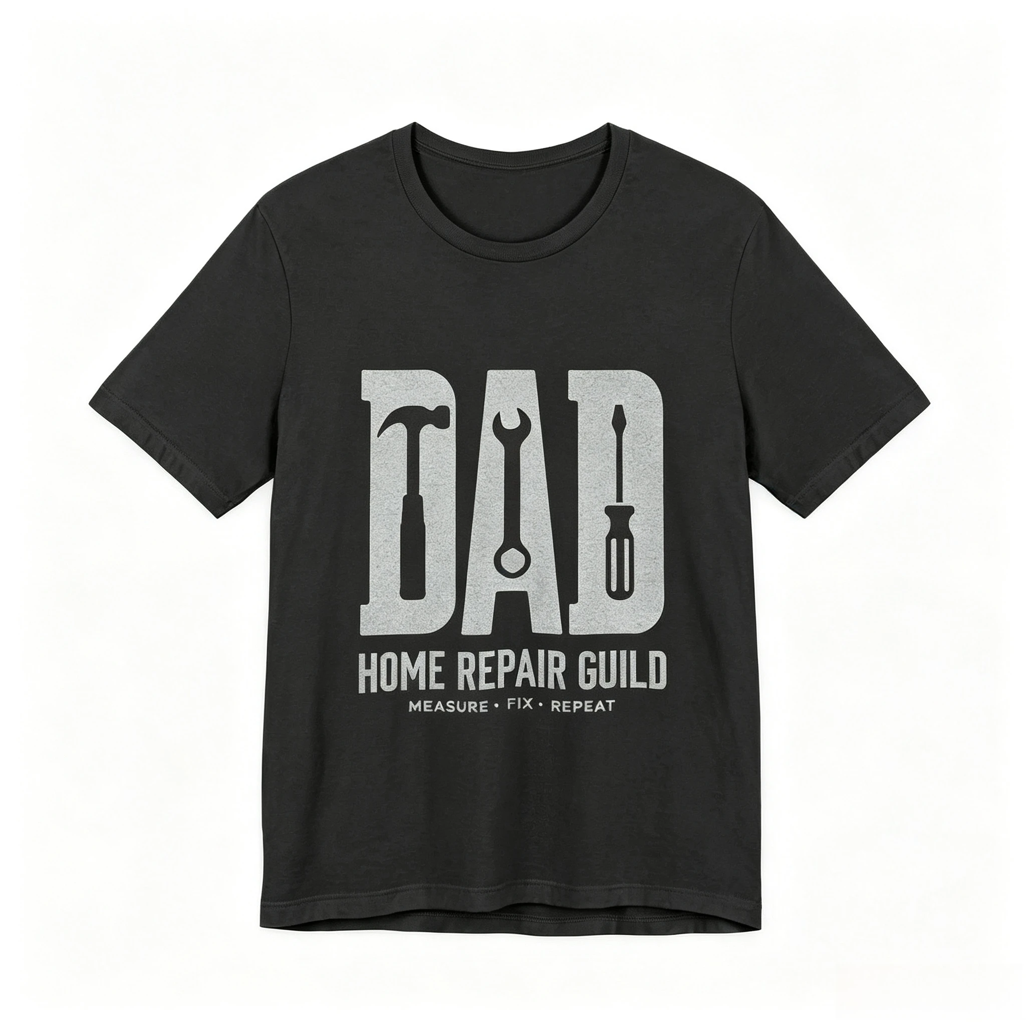 Summer Men's Daily Sport Work Shirt for Dad for Home Maintenance and Construction Club T-shirt | Retro Tool Font, Dad's Identity