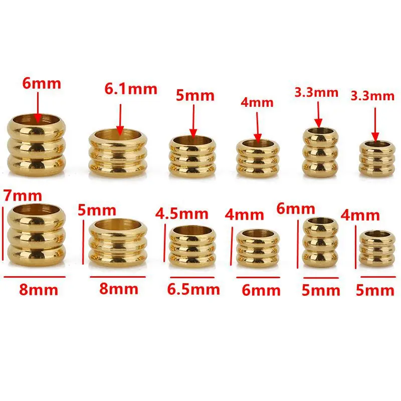 30pcs 3/4/5/6mm Stainless Steel Big Hole Loose Beads Gold Color Spacer Beads for DIY Bracelet Necklace Leather Jewelry Making