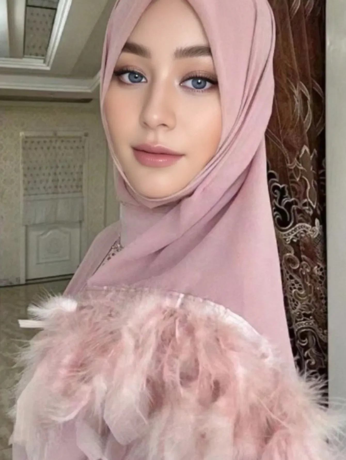 Women Luxury Feather Hijab New Solid Color Headscarf Chiffon Elegant Unique Muslim Scarf Shawl Fashion Islamic Veil Headband