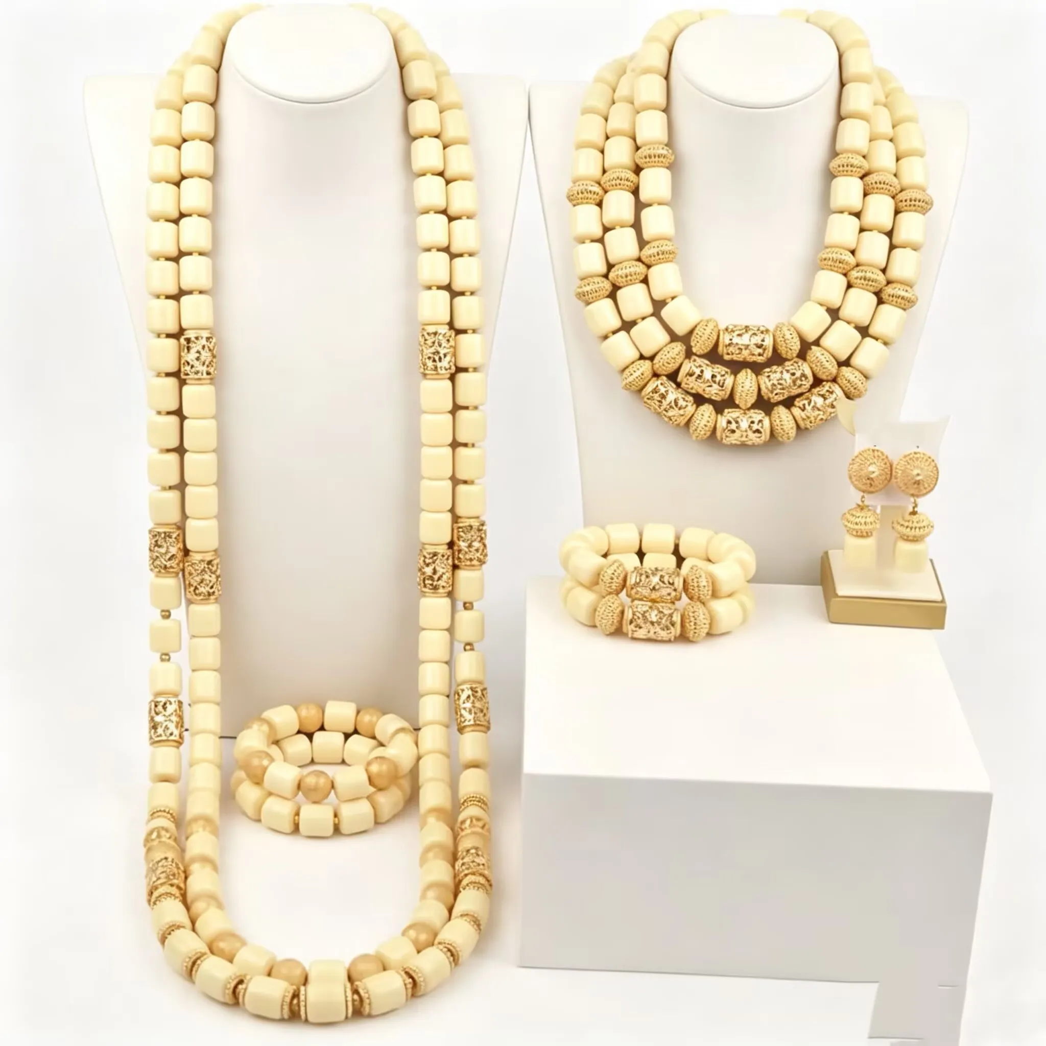 Coral Beads Jewelry Set Nigerian Wedding Bridal Gold Plated African Jewelry for Black Women