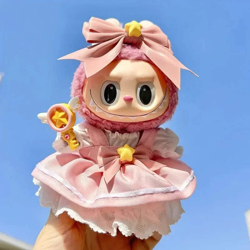 洋服のみ】17cmキーホルダー人形服に適した小さな服魔法の杖リボンピンク多層セットペンダント