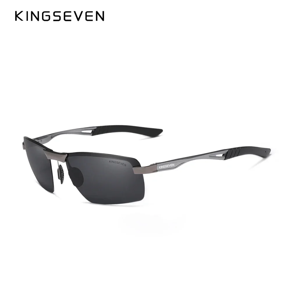 KINGSEVEN Brand Upgrade Fashion Men\'s Aluminum Sunglasses Polarized Rimless Simple Design Driving Sun Glasses Brand Men UV400