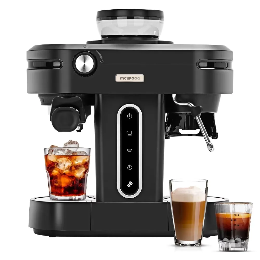 Commercial Mini Home Coffee Maker Grain Semi Automatic Coffee Espresso Machine With Grinder