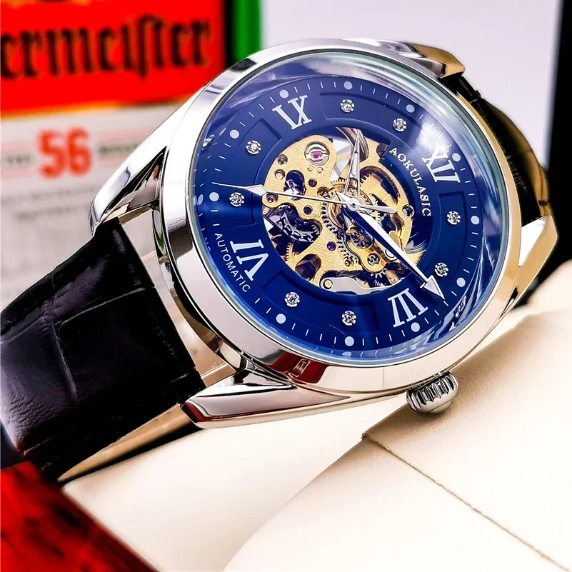 

AOKULASIC New Mechanical Sport Watches Automatic Watch Wrist Men Luminous Waterproof Hollow Out Business Watch Relogio Masculino