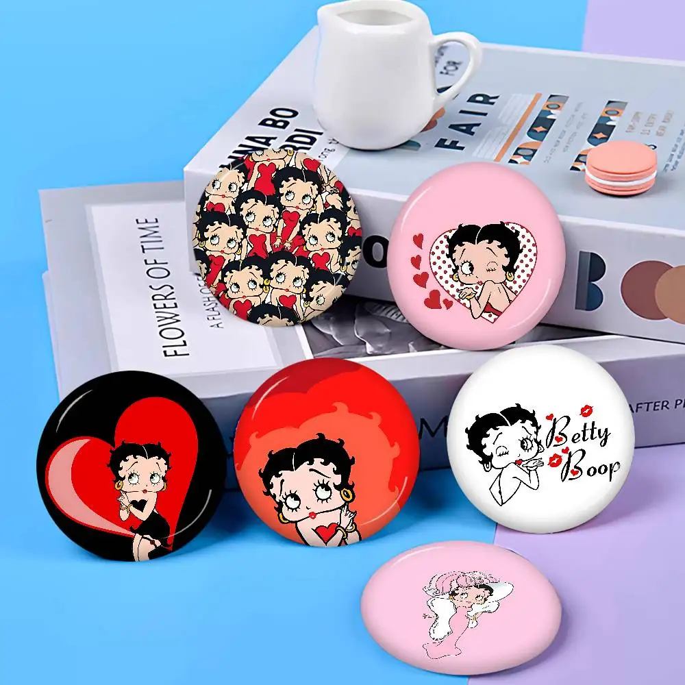 Broches Redondos con Diseño de Betty Girl y B-Boops, Broches Creativos con Eslogan, Decoración para Mochilas y Ropa, Joyería de Moda con Dibujos Animados, Regalos