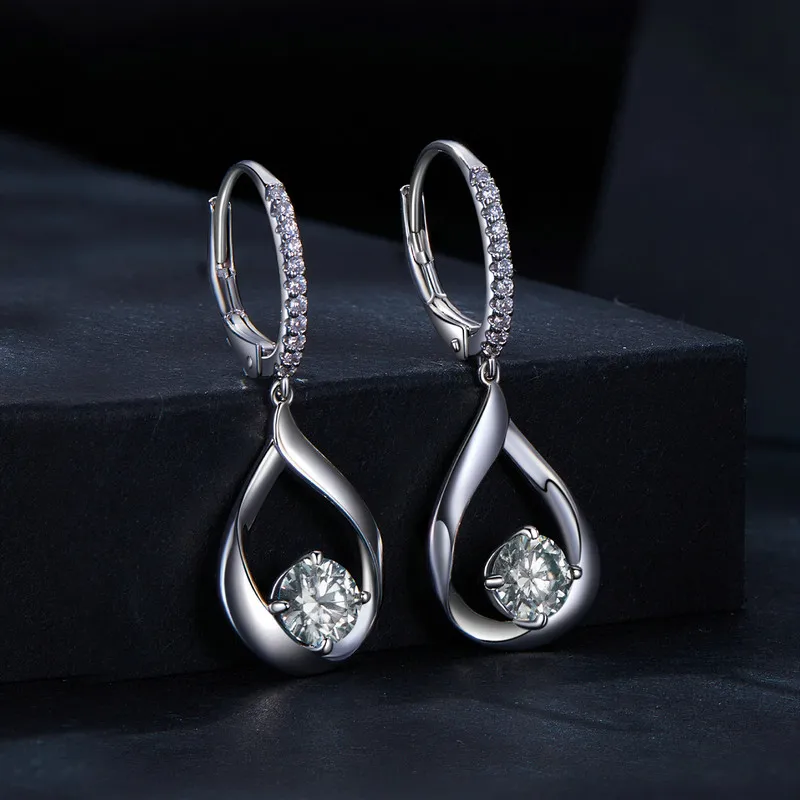 

Bamoer U 0.5CT Moissanite Drop Earrings 925 Sterling Silver Unique Water Drop Design Certified Earrings Women Fine Jewelry VVS1