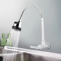 Faucet G1/2inch Household Kitchen Single Cold Type Water 360°Rotatable Wall Mount Faucet Faucet Household Faucet Kitchen Faucet