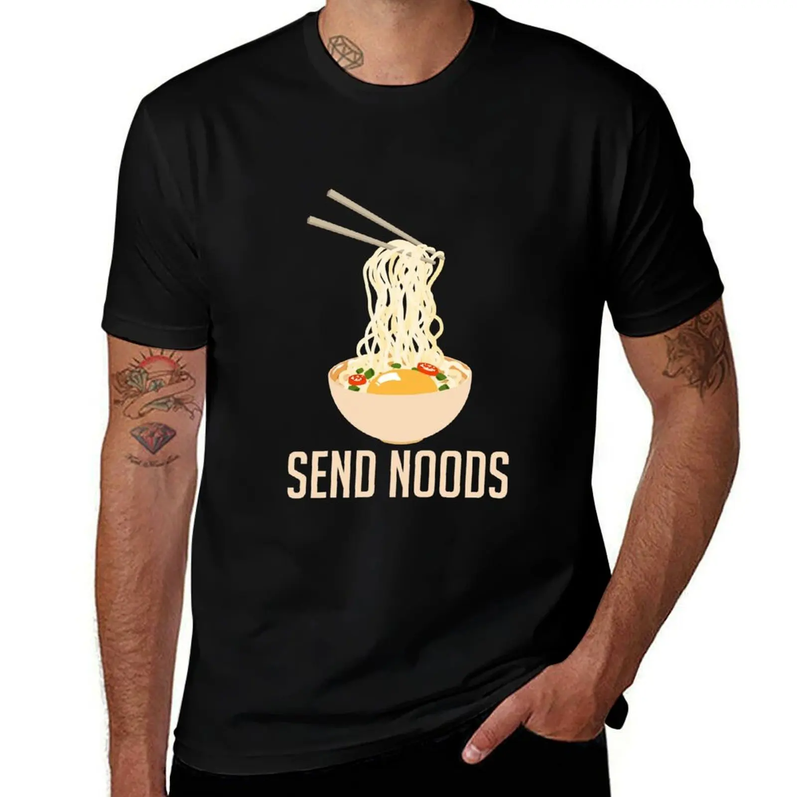 

Send Noods - Funny Ramen Nudes Quibble T-Shirt Work Basic Short Sleeve Top