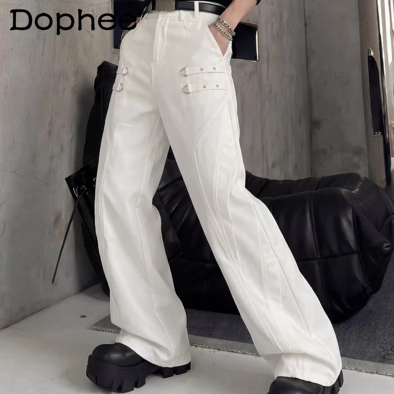 

Fashion Micro-flared Pants Men's 2026 Spring High-end Solid Color Loose Comfort Handsome Trousers Metal Decoration Zipper Pants