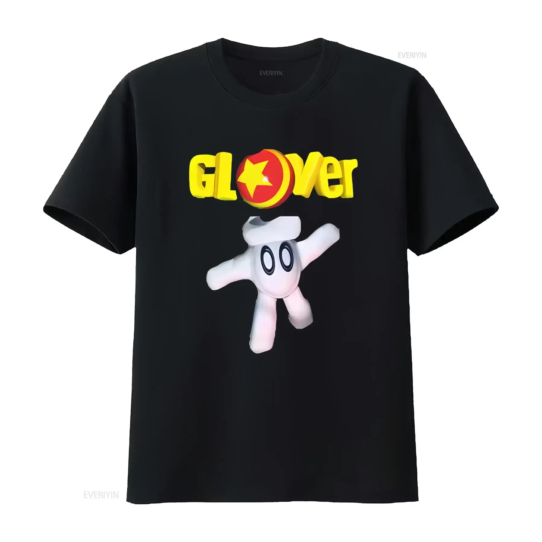 Glover N64 Cover Art Retro Style T Shirt White Cartoon Character with Big Eyes and Fun Design vintage Washed designer clothes