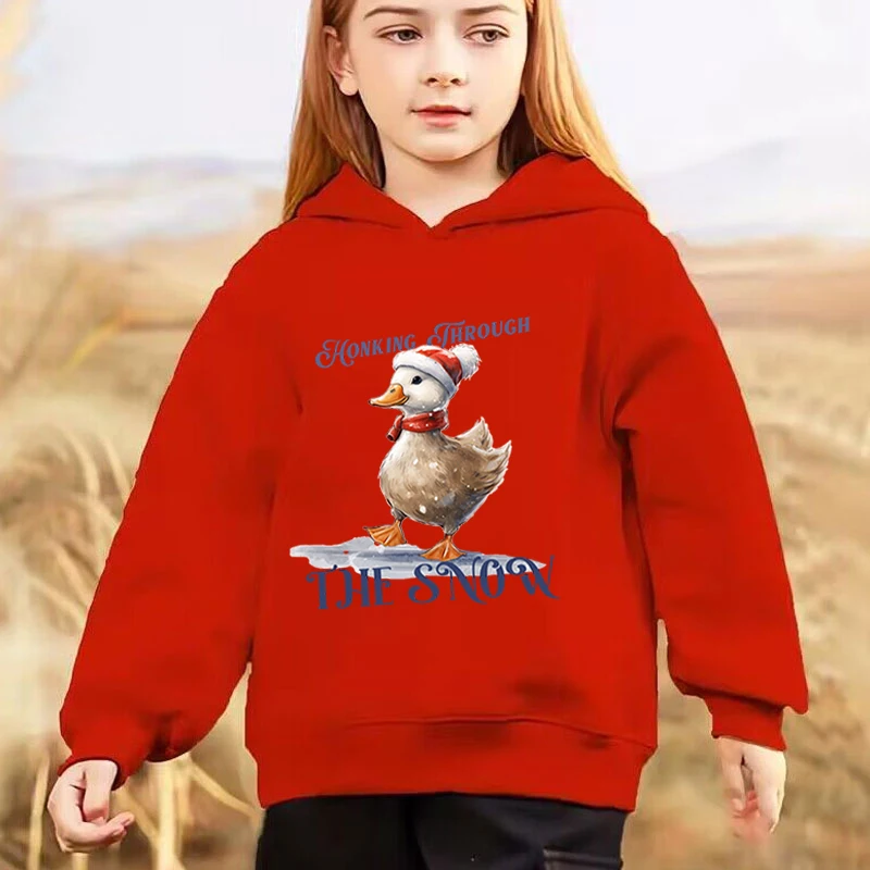 Cute Christmas Big Goose Hoodies Boys Girls Fashion Cartoon Hooded 