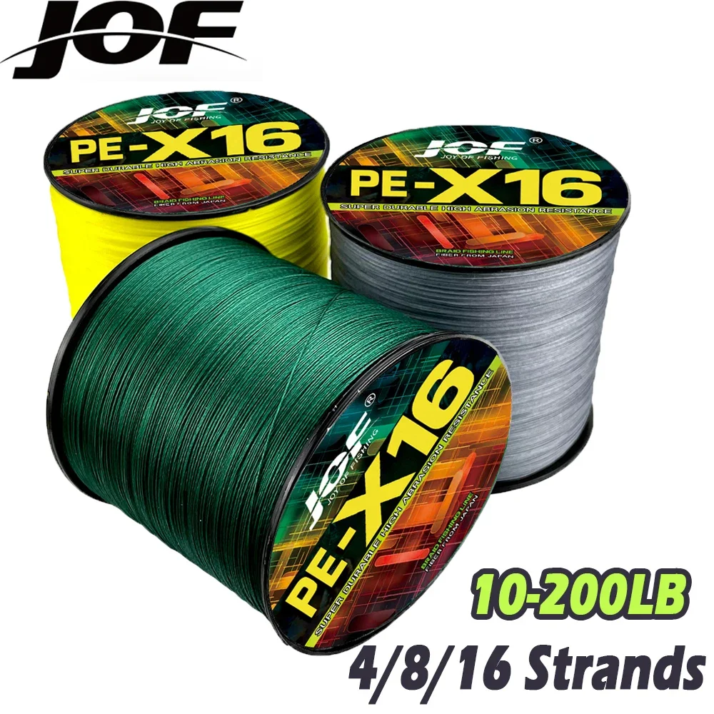 JOF Fishing Line 500M 4/8/16 Strands Wear-resistant Multifilament Braided Wire x4/x8/x16 10LB-200LB Fishing Accessories PE Line