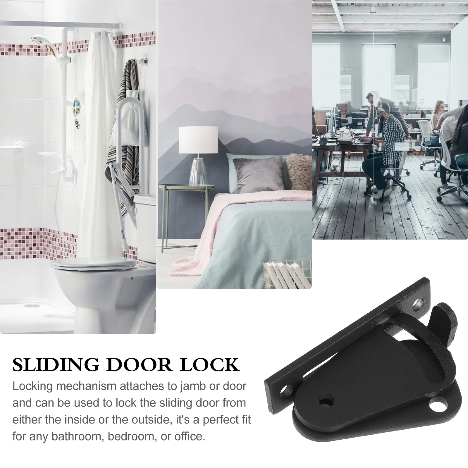 

2 set Lock Carbon Steel Sliding Latch Sliding Lock For Closet Pocket Door Garage Privacy Hardware Door Accessories