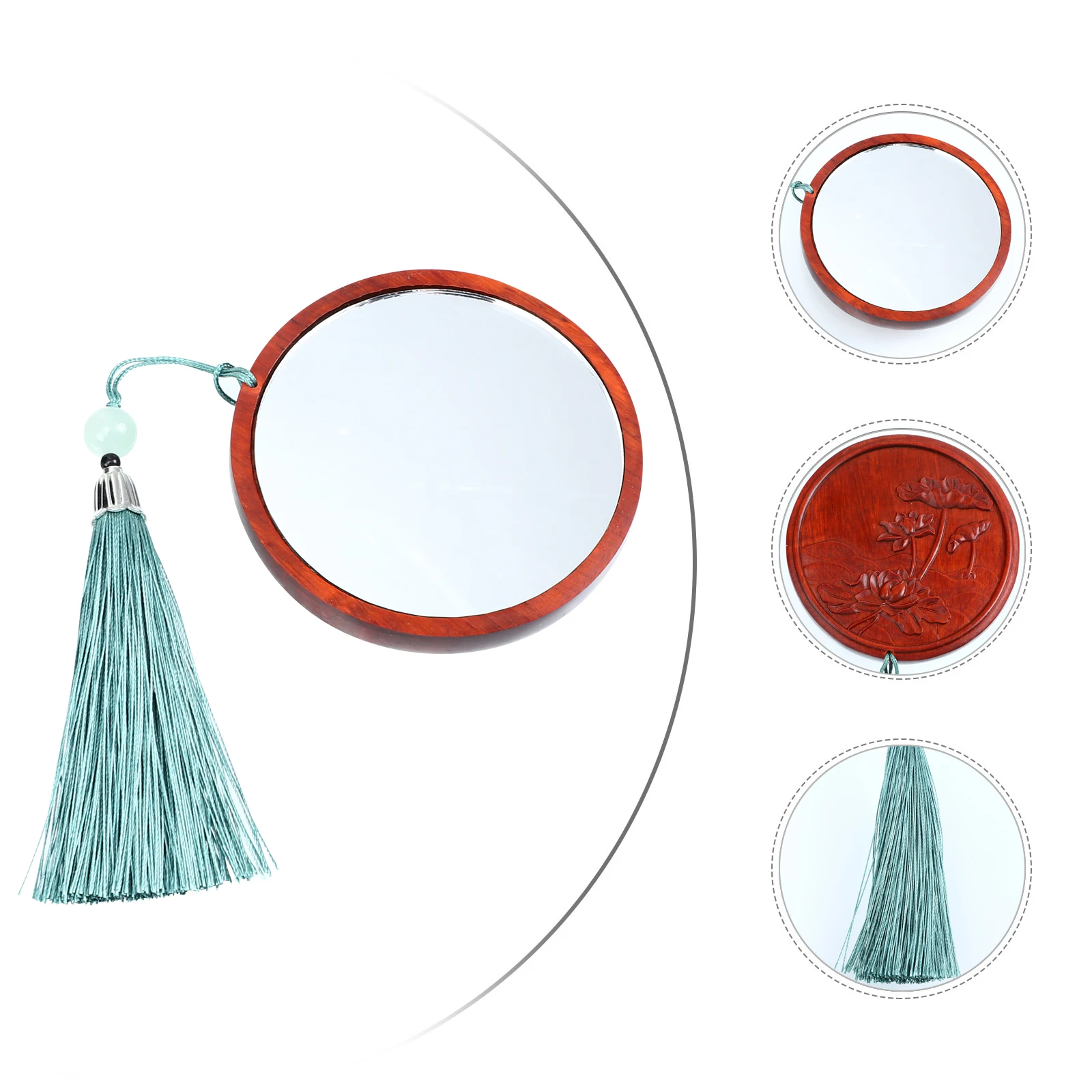 

Lotus Round Mirror Small Pocket for Purse Portable Fold Vanity Brown Makeup Compact Travel Mirrors
