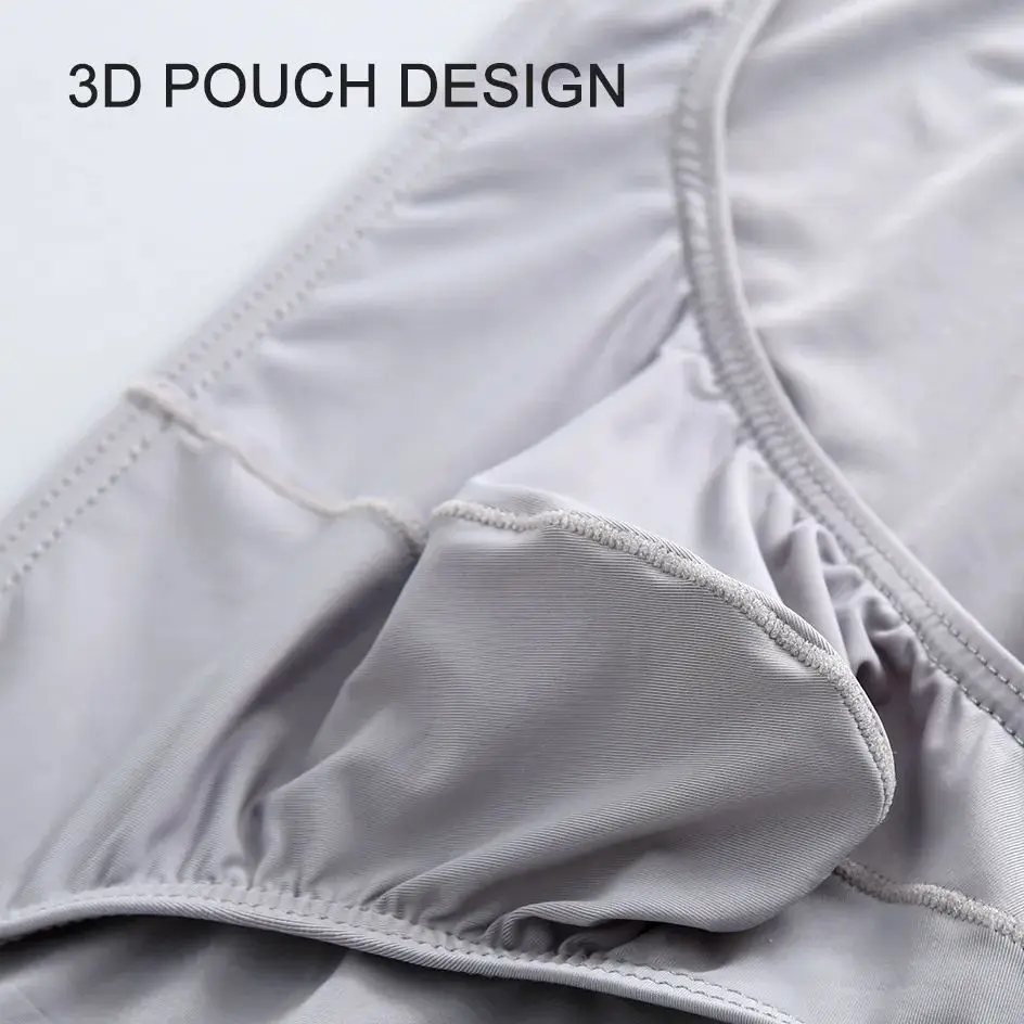 3 Pcs Mens Underwear Briefs Nylon For Men bulge with Pouch hombre slips silk Red  Boys pack lot Breathable and sexy Male Panties