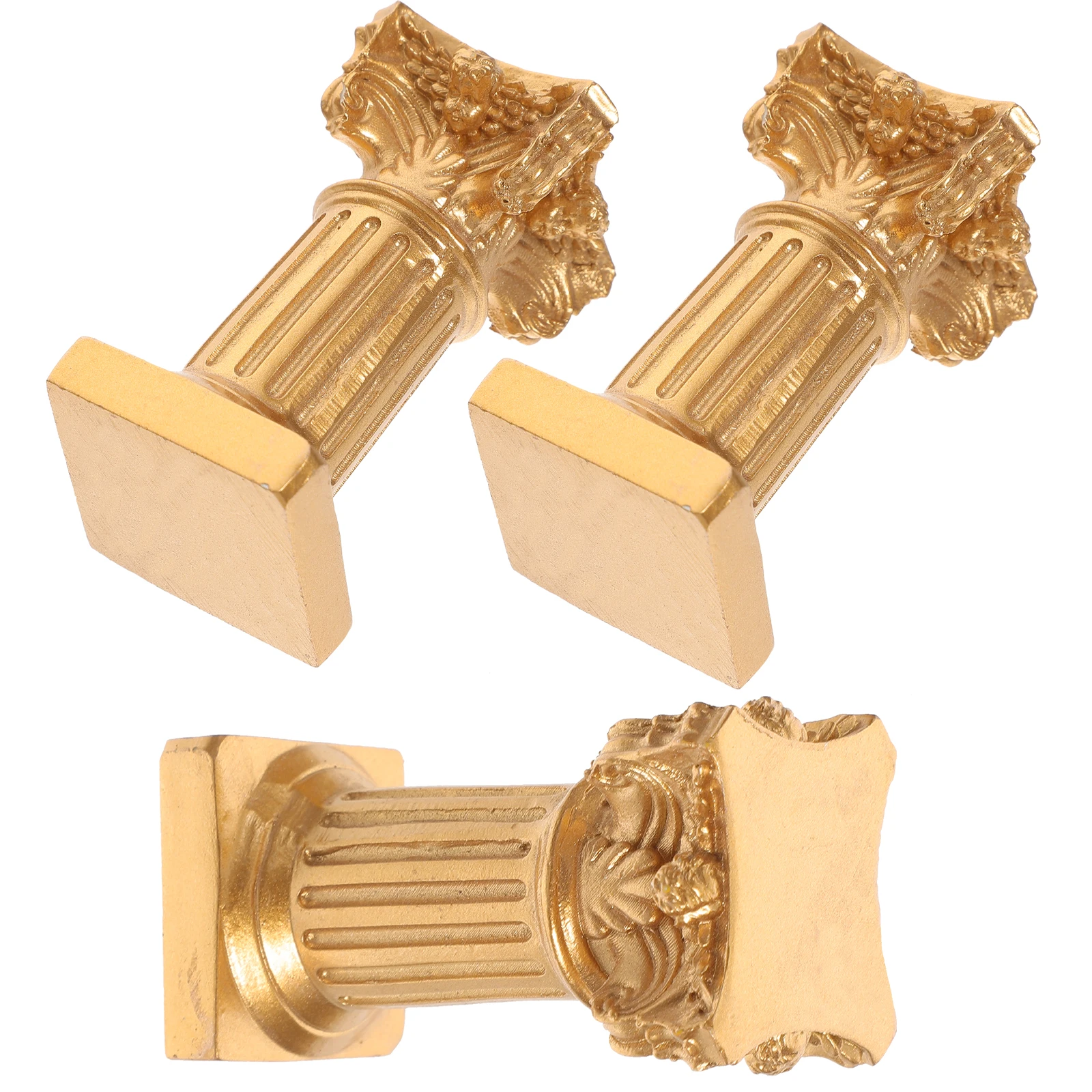 

3Pcs Mini Roman Pillar Candlestick Holder Resin Desktop Ornament for Home Party Festival Gift Coffee Table Decor