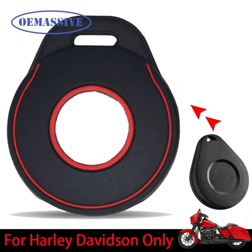 Silicone Key Cover 3 Button Keyless Remote Control Smart Key Chain Ring Case Holder For Motorcycle Harley Davidson Softail FLST