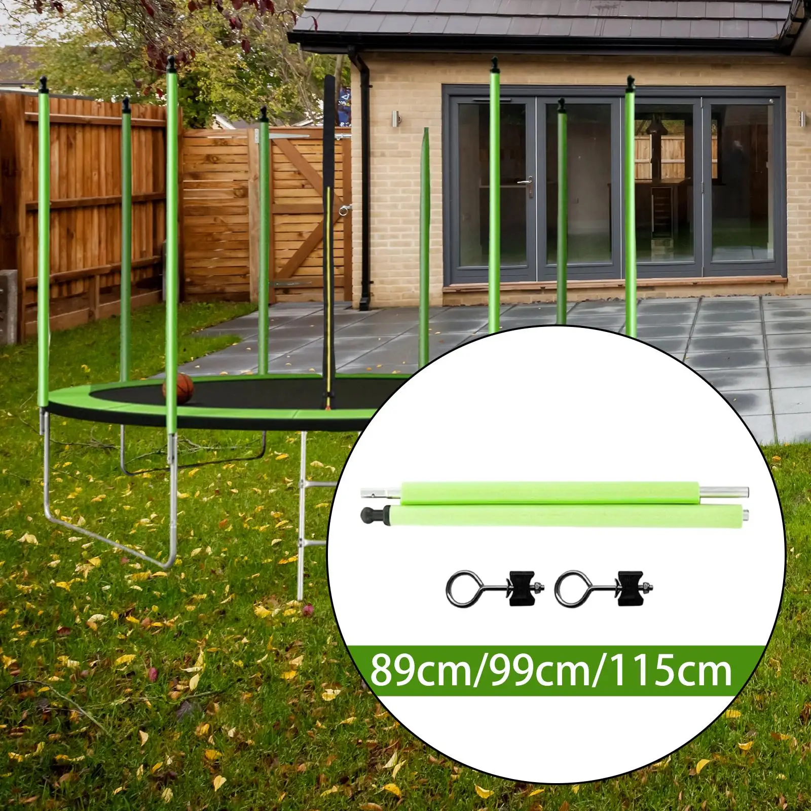 

2 Pieces Trampoline Poles Straight Poles with Clamp and Hardware Two Section Rod