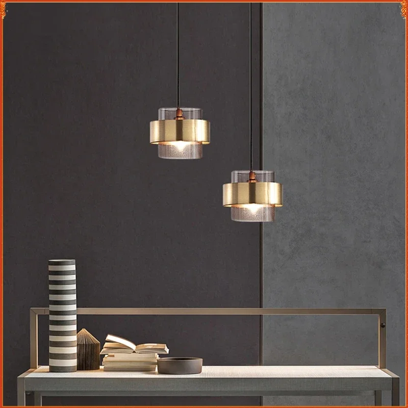 

Modern Gold Cylindrical Glass Led Pendant Lights Nordic Living Room Dining Room Lustre Kitchen Hanging Lamps Home Decor Fixtures