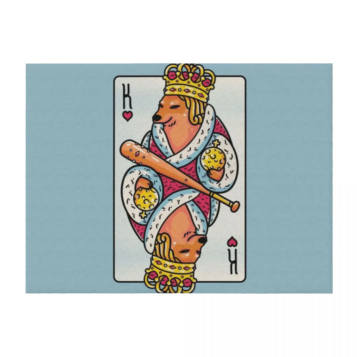 

Cheems - The King 2 King of Hearts Playing Card Shibe Shiba Inu Wacky and Uncharacteristic Cheemzilla Baseball Bat Throw Blanket