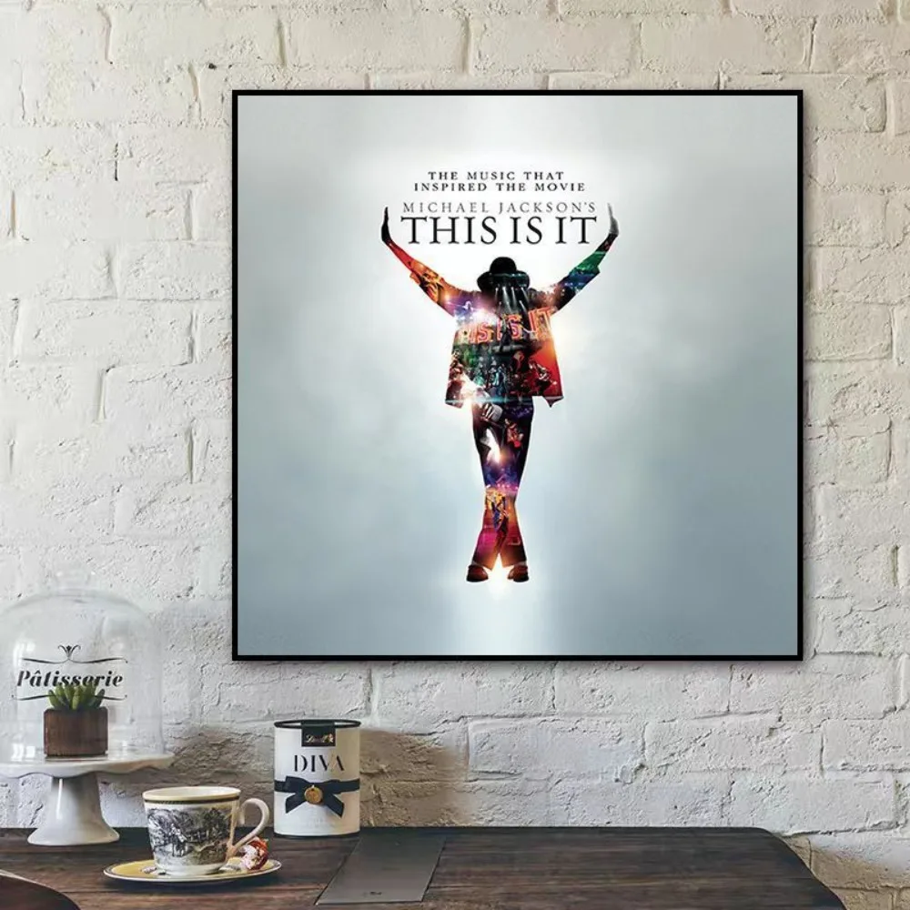 ملصق ديكور لغطاء ألبوم مايكل جاكسون - لوحة فنية جدارية لمغني الموسيقى لبار DJ وغرفة المعجبين وديكور المنزل