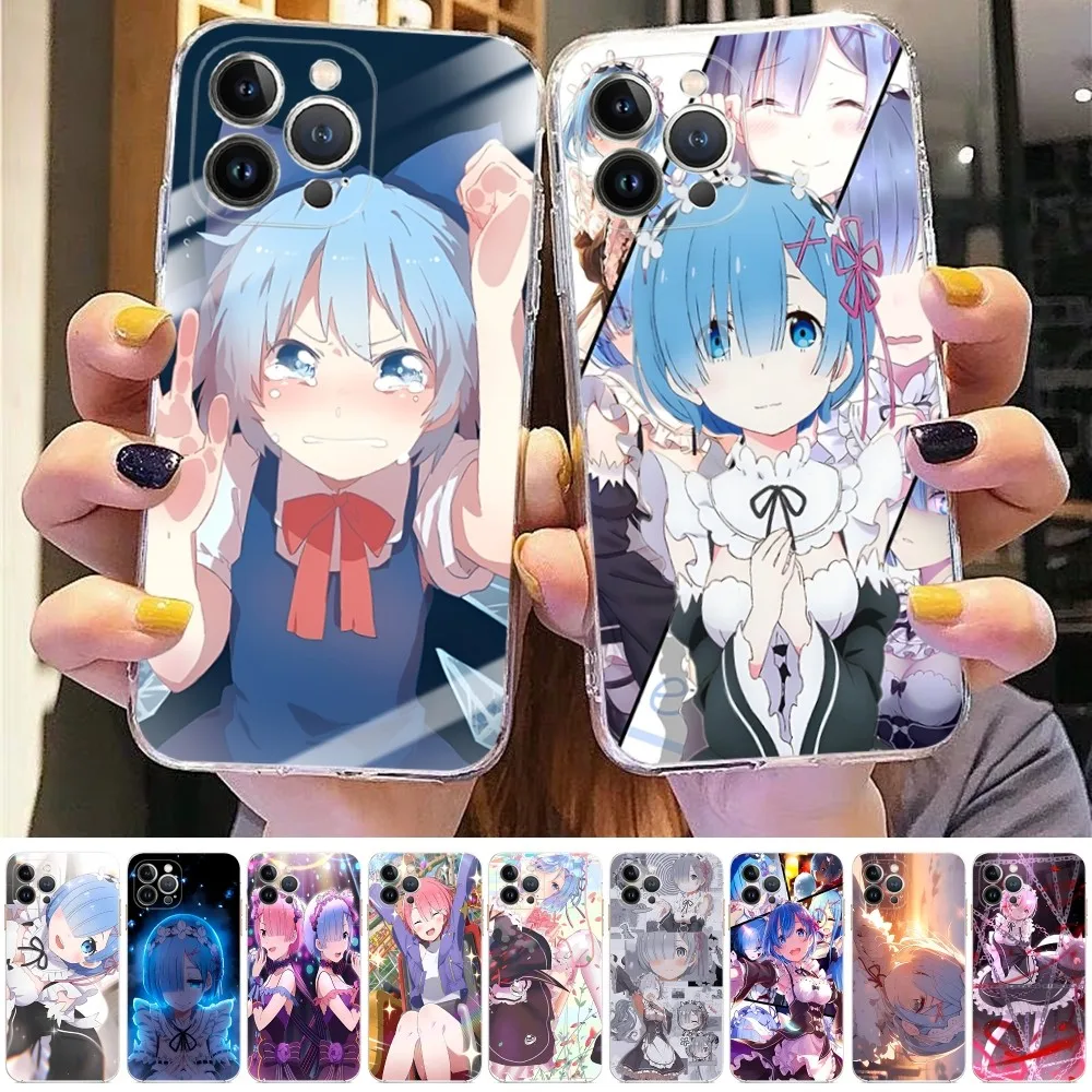 ReZERO Ram Rem Phone Case for iPhone 15 8 7 6 6S Plus X SE 2020 XR XS 14 11 12 13 Mini Pro Max Mobile Case