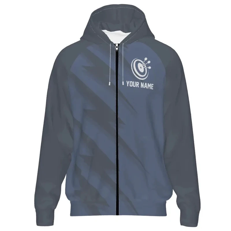 New In Dart 3D Printed Zip Up Hoodie For Men Trend Street Long Sleeve Custom Name Zipper Hoodie Casual Oversized Sports Pullover