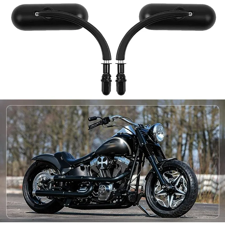 

Черные зеркала для мотоциклов овальной формы, обновленные зеркала заднего вида для мотоциклов, совместимые с Harley Road King Softail Street Glide El