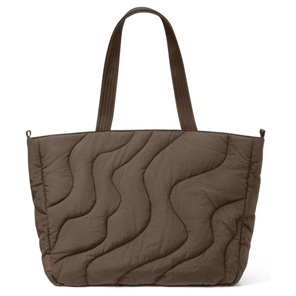 

Стеганая хлопковая сумка-тоут 2026: Новая, простая, однотонная, вместительная, повседневная сумка через плечо для осени и зимы